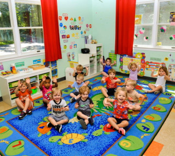 Happy preschooler in the classroom